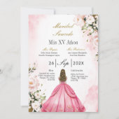 Invitation Robe rose quinceañera (Devant)