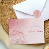 Invitation Robe rose Quinceanera Argent Floral