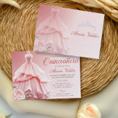 Invitation Robe rose Quinceanera Argent Floral