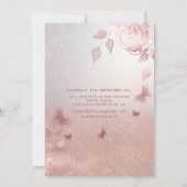 Invitation Robe Rose romantique or glitrobe roses Invitati (Dos)
