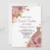 Invitation Robe Rose rose pâle Robe Douce 16 Partie (Devant)
