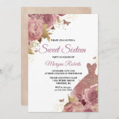 Invitation Robe Rose rose pâle Robe Douce 16 Partie (Devant / Derrière)