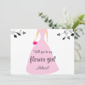 Invitation Robe rose seras-tu ma demoiselle d'honneur ? Nom p (Debout devant)