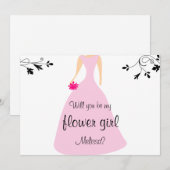 Invitation Robe rose seras-tu ma demoiselle d'honneur ? Nom p (Devant / Derrière)