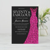 Invitation Robe rose soixante-dix et fabuleux 70e anniversair (Debout devant)