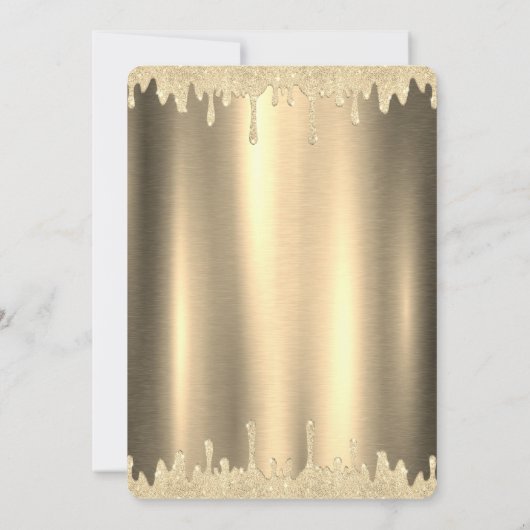 Invitation Robe rose, Tiara, Parties scintillant gouttes or Q (Dos)