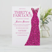 Invitation Robe rose trente et fabuleux 30e anniversaire (Debout devant)