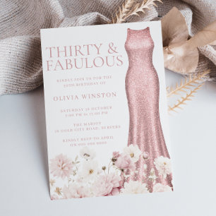 Invitation Robe rose vif pour femmes 30e anniversaire