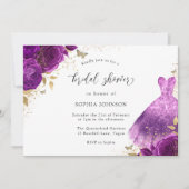 Invitation Robe Rose violet et or étincelante Fête des mariée (Devant)