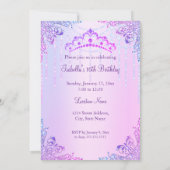 Invitation Robe rose violet lilas argent perle Sweet 16 (Dos)