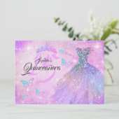 Invitation Robe rose violet Turquoise étincelle Quinceanera (Debout devant)