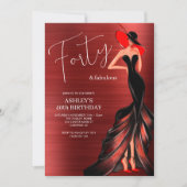 Invitation Robe rouge 40 et fabuleux anniversaire élégant (Devant)