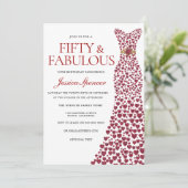 Invitation Robe rouge 50 Cinquante et fabuleuse fête du 50e a (Debout devant)