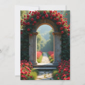 Invitation Robe rouge arche rose Quinceanera (Dos)