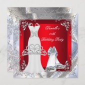 Invitation Robe Rouge Argent Blanc Chaussures Haut talon Tiar (Devant / Derrière)