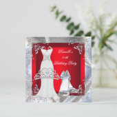 Invitation Robe Rouge Argent Blanc Chaussures Haut talon Tiar (Debout devant)