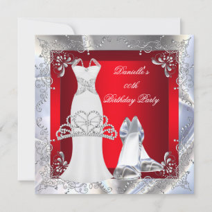 Invitation Robe Rouge Argent Blanc Chaussures Haut talon Tiar
