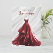 Invitation Robe rouge argenté Quinceañera Quince (Debout devant)