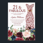 Invitation Robe Rouge Bourgogne 21ème anniversaire<br><div class="desc">Robe rouge Bourgogne 21e fête d'anniversaire Invitation avec fleurs d'aquarelle rousse bordeaux Voir la collection correspondante à Niche et Nest Store Merci beaucoup</div>