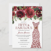 Invitation Robe rouge Bourgogne 50 et fabuleux 50e anniversai (Devant)
