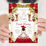 Invitation Robe Rouge Charro & Bottes Mexicaine Fille Douce 1<br><div class="desc">Robe rouge Charro & Bottes mexicaines Girl Sweet 15e Invitation Mis Quince Anos,  15e anniversaire, </div>