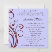 Invitation Robe Rouge Coeur Flûte pourpre Quinceanera (Dos)