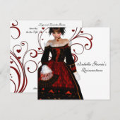 Invitation Robe rouge cœurs tourbillonnants Élégante blanche  (Devant / Derrière)