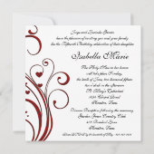 Invitation Robe rouge cœurs tourbillonnants Élégante blanche  (Dos)