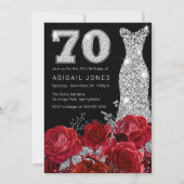 Invitation Robe Rouge Diamant Argent Robe Noire 70e anniversa (Devant)