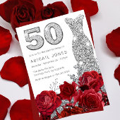 Invitation Robe Rouge Diamonte en argent 50e anniversaire
