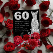 Invitation Robe Rouge Diamonte en argent 60e anniversaire