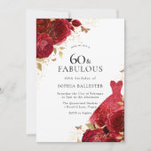 Invitation Robe rouge et Parties scintillant d'or Rose 60e an (Devant)