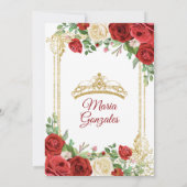 Invitation Robe rouge et Rose mexicain Mis Quince 2 (Dos)