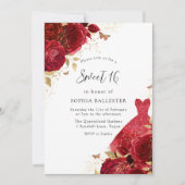 Invitation Robe rouge et Rose Parties scintillant or doux 16 (Devant)