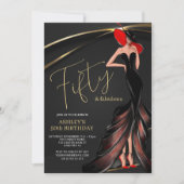 Invitation Robe rouge fabuleuse noir or 50ème (Devant)