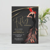 Invitation Robe rouge fabuleuse noir or 50ème (Debout devant)