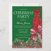 Invitation Robe rouge fête de Noël festive (Devant)