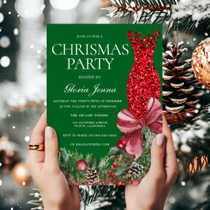Invitation Robe rouge fête de Noël festive
