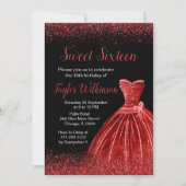 Invitation Robe Rouge Lumineuse Faux Parties scintillant Douc (Devant)