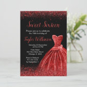 Invitation Robe Rouge Lumineuse Faux Parties scintillant Douc (Debout devant)