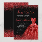 Invitation Robe Rouge Lumineuse Faux Parties scintillant Douc (Devant / Derrière)
