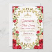 Invitation Robe rouge Mexicaine Fille Douce 15e anniversaire  (Devant)