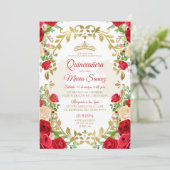 Invitation Robe rouge Mexicaine Fille Douce 15e anniversaire  (Debout devant)