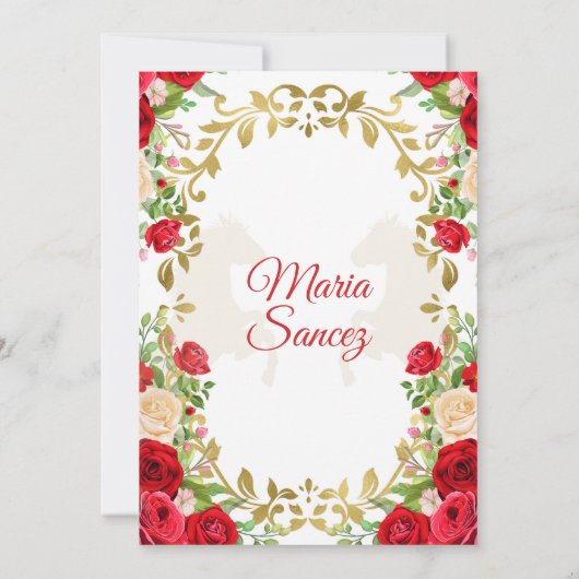 Invitation Robe rouge Mexicaine Fille Douce 15e anniversaire  (Dos)