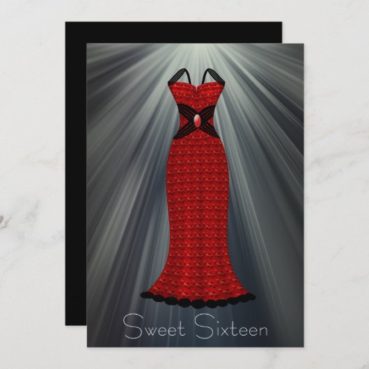 Invitation Robe Rouge Noir Doux 16 Partie (Devant / Derrière)