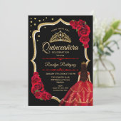 Invitation Robe rouge noire Quinceanera (Debout devant)