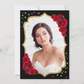 Invitation Robe rouge noire Quinceanera Photo (Dos)