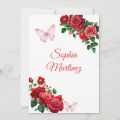 Invitation Robe Rouge or Floral Princesse Quinceañera (Dos)