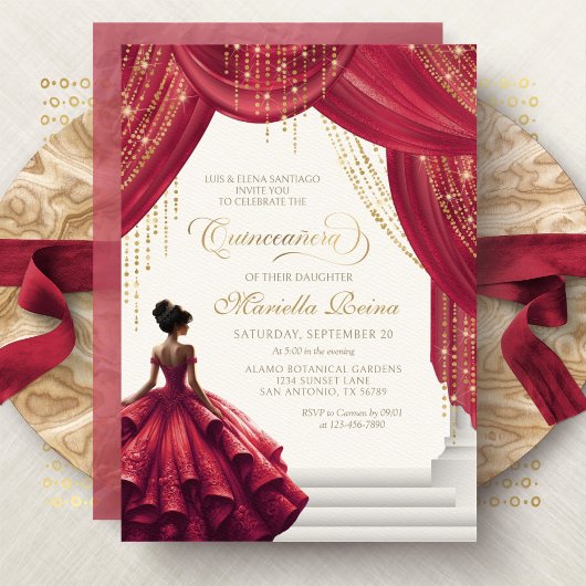 Invitation Robe Rouge or moderne Quinceanera