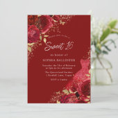 Invitation Robe Rouge & Or & Rose Sweet 16 Party (Debout devant)